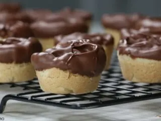 twix Cookie Cups with chocolate