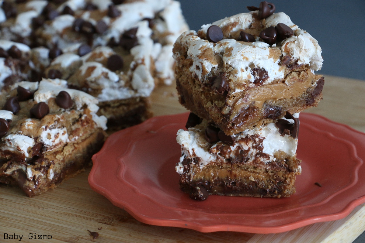 7 Layer Smores Bars on Plate