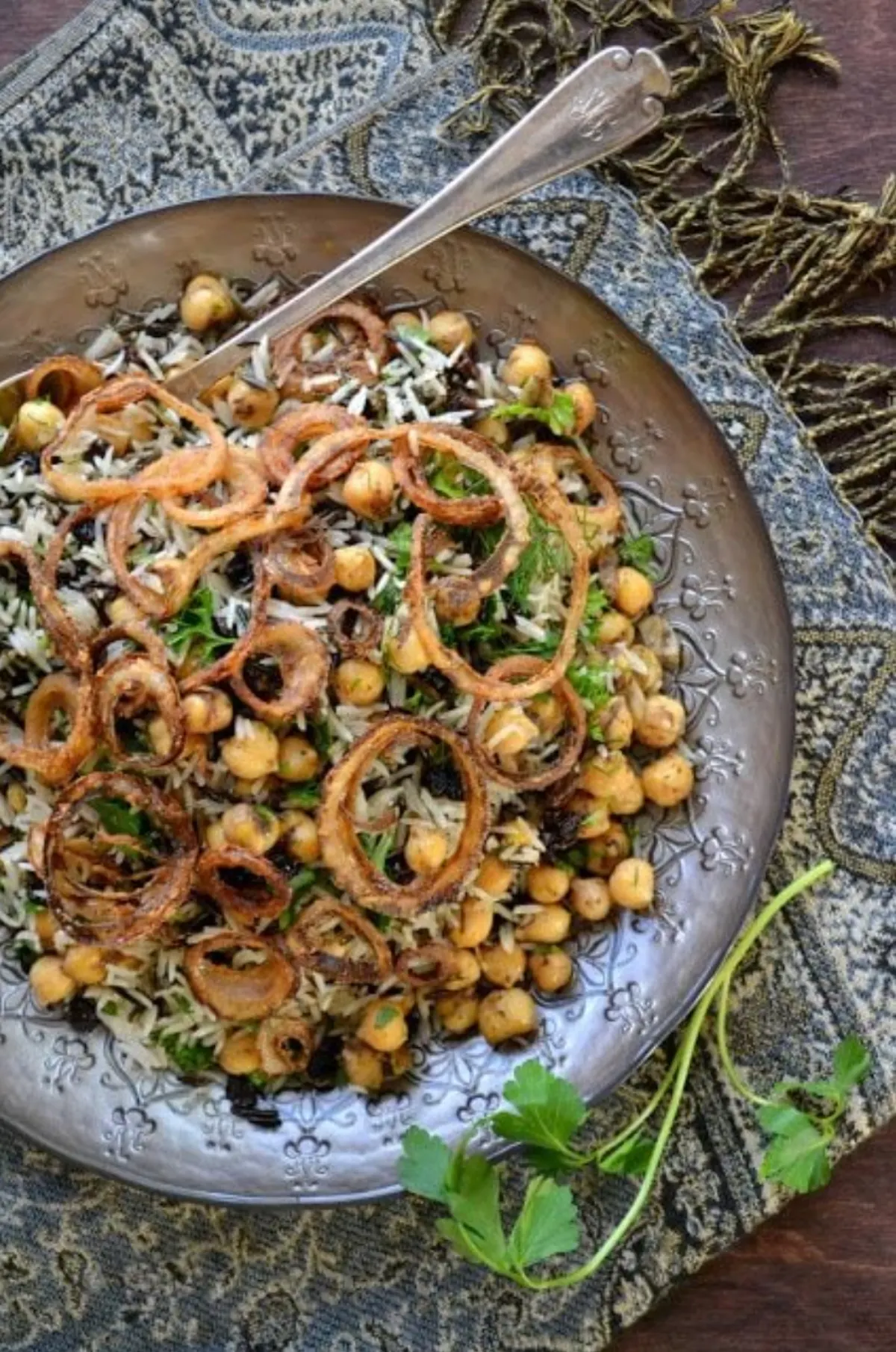 Basmati and Wild Rice with Chickpeas, Currants and Herbs
