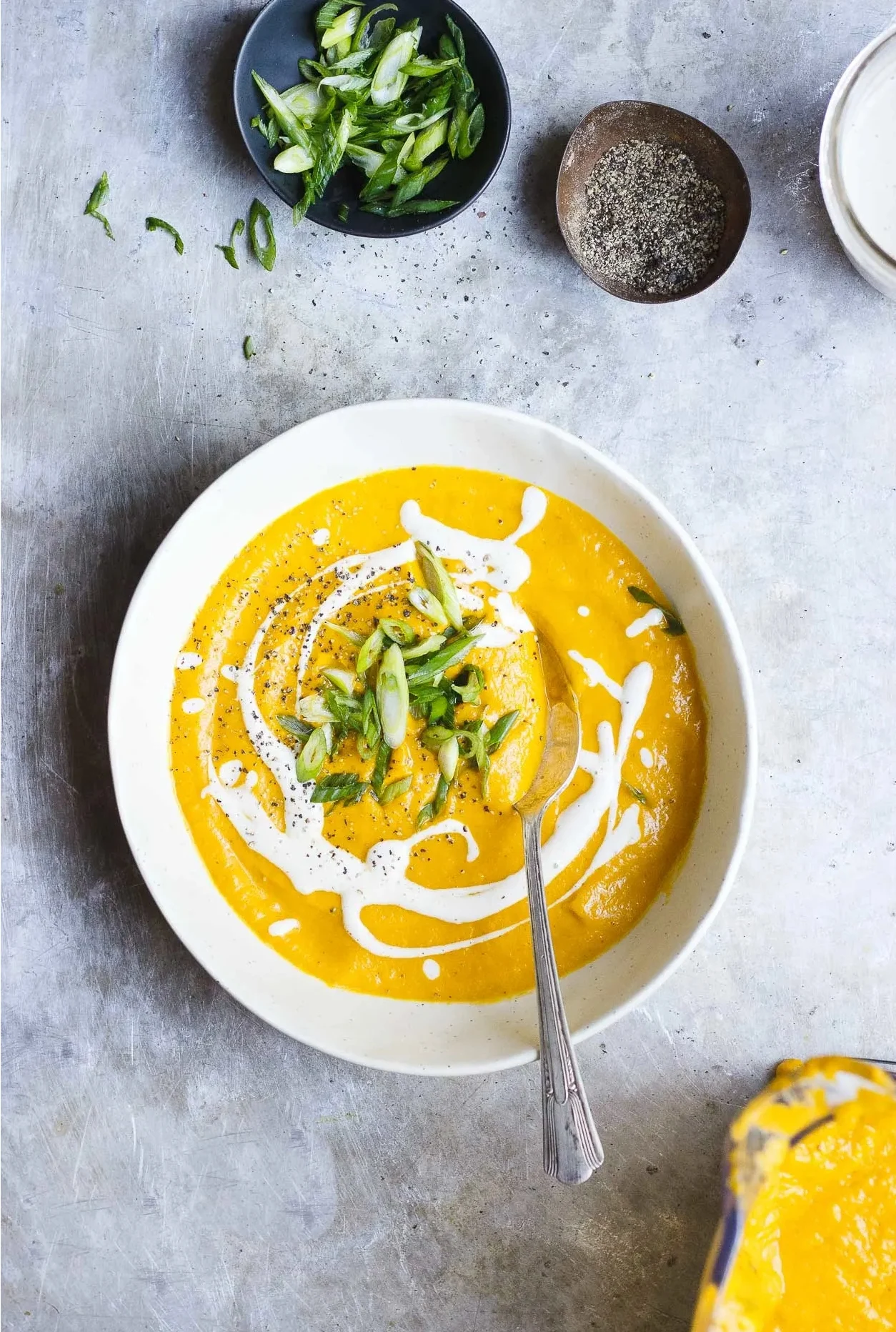 Caramelized Golden Beet Soup with Fall Roots + Garlicky Yogurt