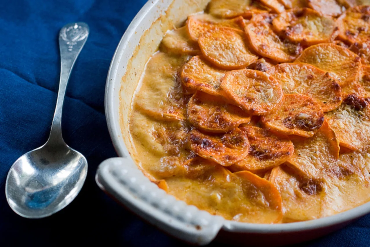 Spicy Sweet Potato Gratin