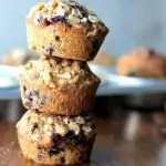Oatmeal Blueberry Applesauce Muffins with Walnut Oat Streusel