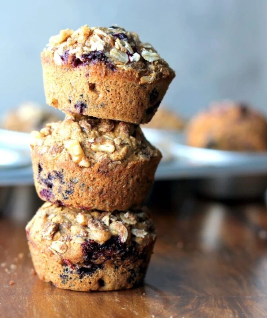 Oatmeal Applesauce Blueberry Muffins